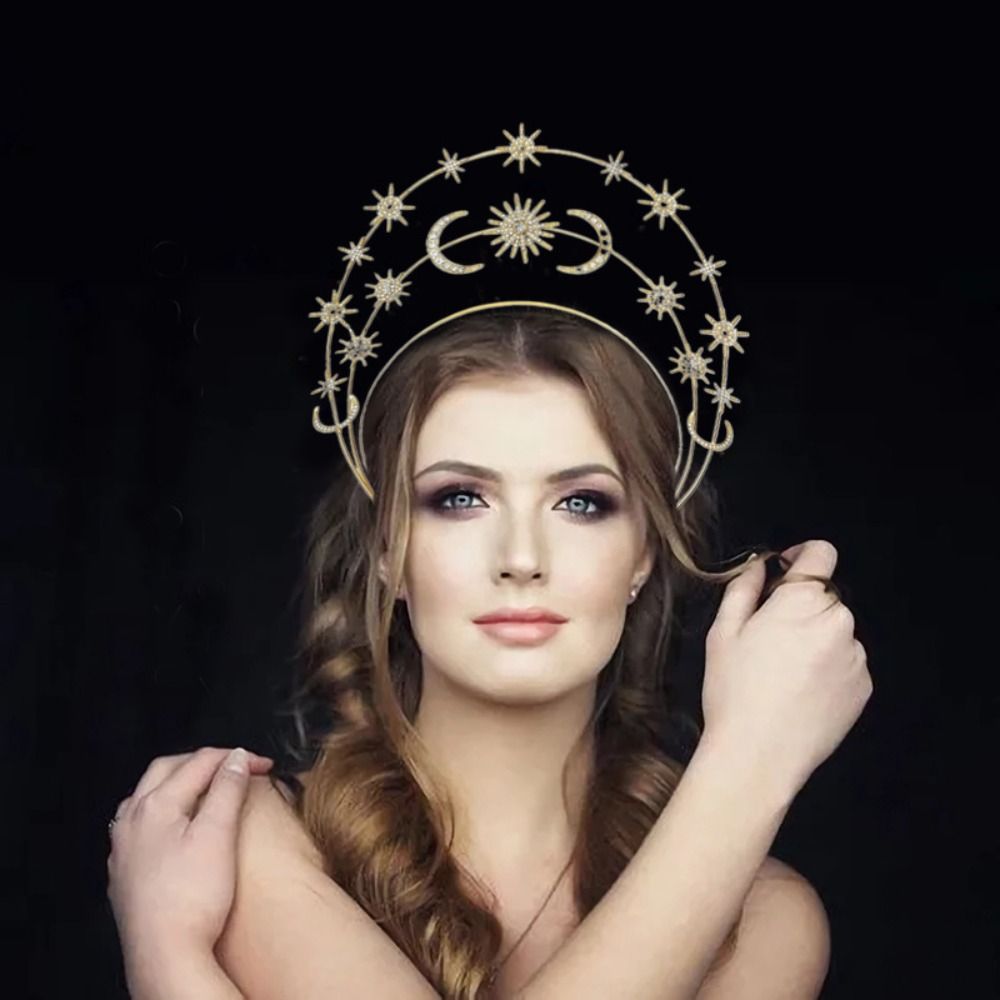 Wrap Ring Gold - Gold Silver Crystal Star Hairband Six-star
