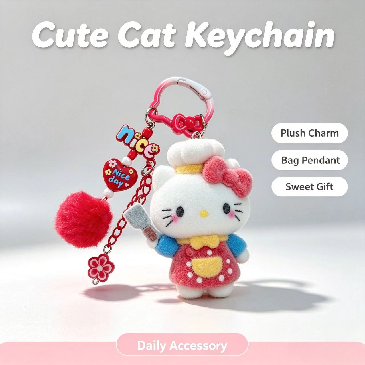 Fashion Flocked Cat Keychain C - огляд і ціна Women Accessories Pack