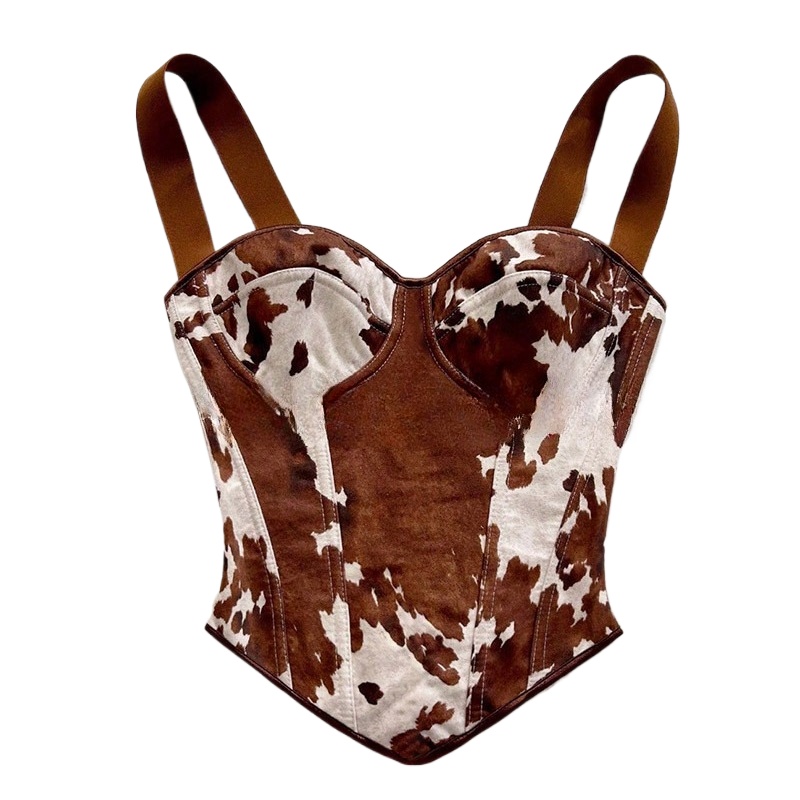 Women Cow Print Lace Up Corset - огляд і ціна Women'S Vacation Accessories