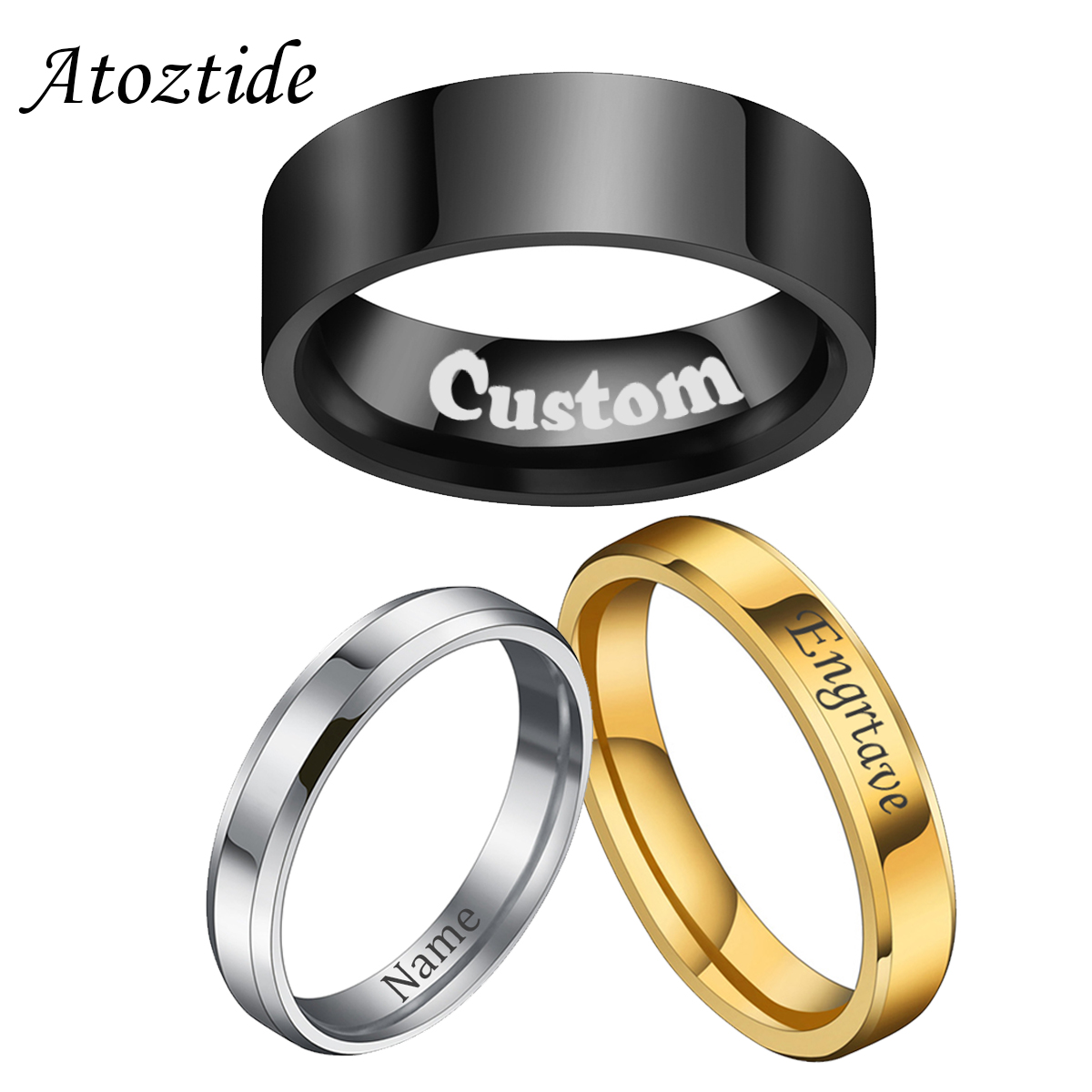 Atoztide 4/6/8mm Personalized  - огляд і ціна Wrap Ring Gold